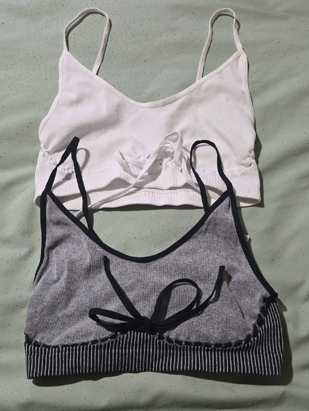Women’s Ribbed Lounge Bralette 2-Pack — White & Gray